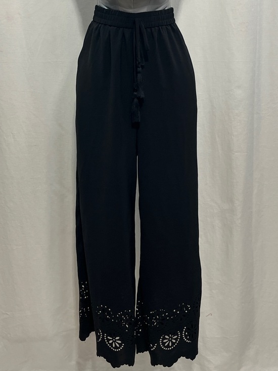 Cupshe Pants - Cupshe Black Wide-Leg Pants with Eyelet Hem casual beach, cover-up cruise 1445
